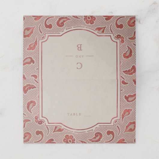 クラフトレッドレース素朴な田舎の結婚式座席表 プレイスカード (外部開封)