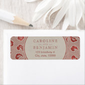 クラフトレッドレース結婚ラスティック差出人住所 ラベル (インサイチュ)