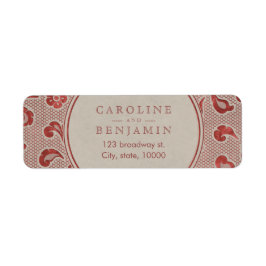 クラフトレッドレース結婚ラスティック差出人住所 ラベル