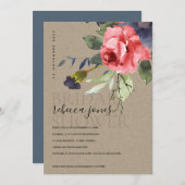 クラフトレッドローゼユーカリフローラブライダルシャワー 案内状 (正面/裏面)
