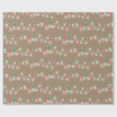 クラフトレッド素朴グリーンクリスマスツリー文字列ライト ラッピングペーパー (フラット)