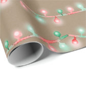 クラフトレッド素朴グリーンクリスマスツリー文字列ライト ラッピングペーパー (ロールコーナー)