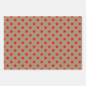 クラフトレッド素朴金ゴールドシルバースターズクリスマス ラッピングペーパーシート (正面)