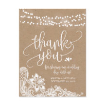 クラフトレースとライト素朴ありがとうポストカード