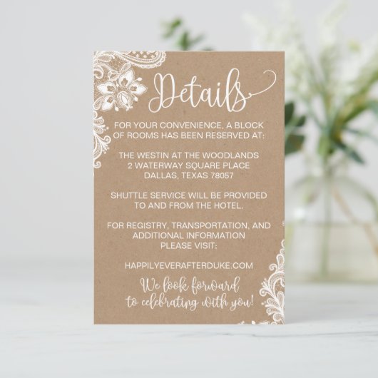 クラフトレースとライ素朴トの結婚詳細カード エンクロージャーカード (スタンド正面)