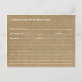 クラフトレース&スターフィッシュビーチブライダルシャワーレシピ インビテーションポストカード (裏面)
