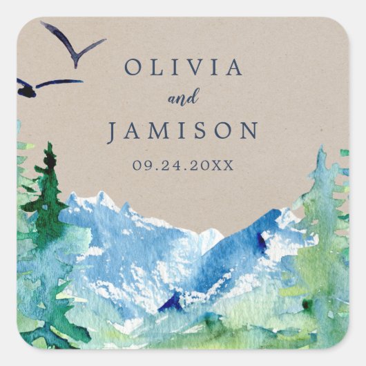 クラフトロッキーマウンテン結婚ズ封筒用シール スクエアシール (正面)