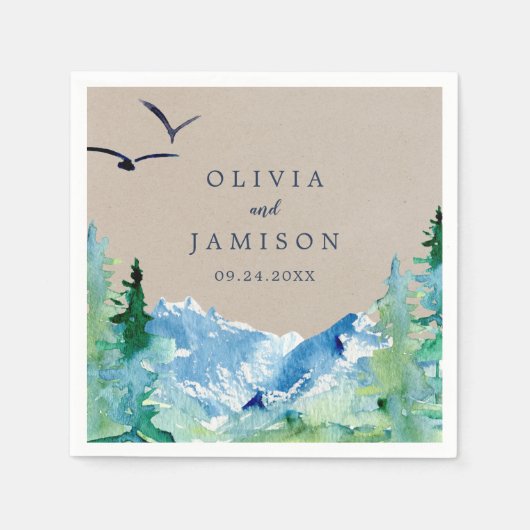 クラフトロッキー山の目的地の結婚式 スタンダードカクテルナプキン (正面)
