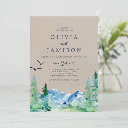クラフトロッキー山カジュアル地結婚式 招待状 (スタンド正面)