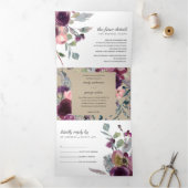 クラフトワイルドパープル薄紫フローラ水結婚色 三つ折り招待状 (内部)