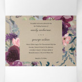 クラフトワイルドパープル薄紫フローラ水結婚色 三つ折り招待状 (内部中)