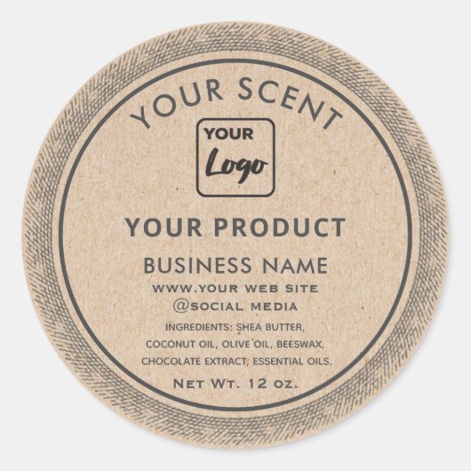 クラフトヴィンテージカスタムロゴ製品ラベル ラウンドシール (正面)