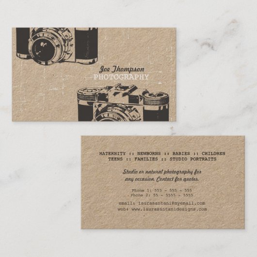 クラフトヴィンテージグランジカメラ撮影 名刺 (正面/裏面)
