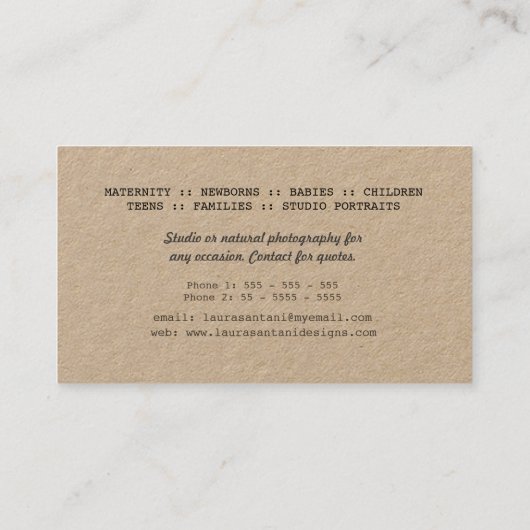 クラフトヴィンテージグランジカメラ撮影 名刺 (裏面)