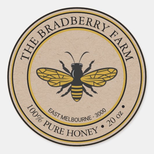 クラフトヴィンテージスタイルビーハニーラベル ラウンドシール (正面)