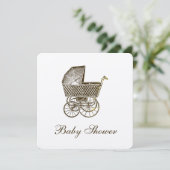 クラフトヴィンテージベビーPRAM|ベビーシャワー 招待状 (スタンド正面)