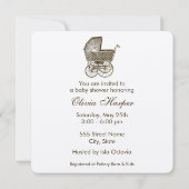 クラフトヴィンテージベビーPRAM|ベビーシャワー 招待状 (裏面)