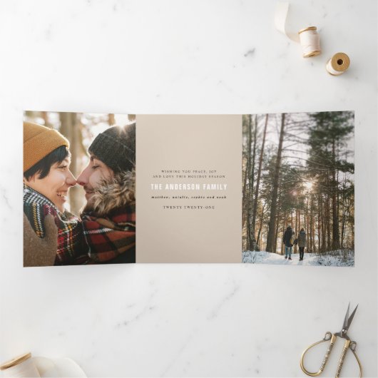 クラフトヴィンテージメリー数々のス写真 三つ折りクリスマスカード (内部)