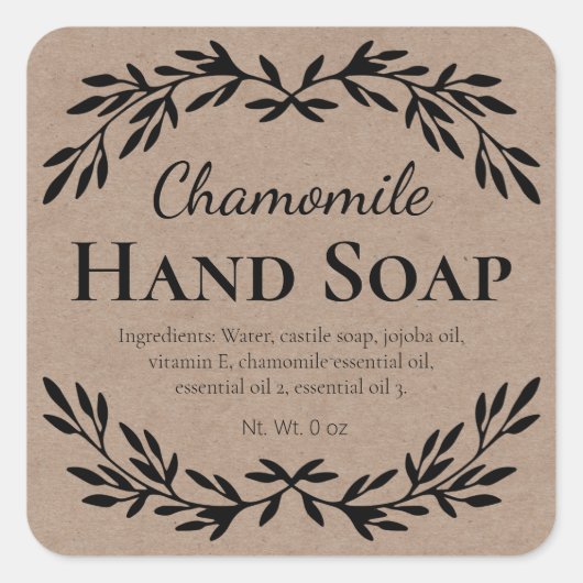 クラフトヴィンテージDIY液体手石鹸 スクエアシール (正面)