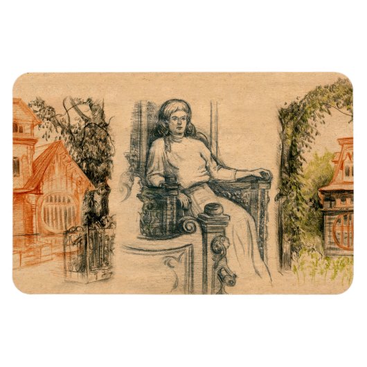 クラフト上のレディ鉛筆グラフィック マグネット (横)