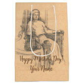 クラフト上のレディ鉛筆グラフィック ミディアムペーパーバッグ (裏面)