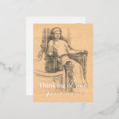 クラフト上のレディ鉛筆グラフィック 箔シーズンポストカード (正面/裏面)