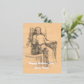 クラフト上のレディ鉛筆グラフィック 箔シーズンポストカード (立ち正面)