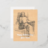 クラフト上のレディ鉛筆グラフィック 箔シーズンポストカード (正面/裏面)