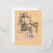 クラフト上のレディ鉛筆グラフィック 箔シーズンポストカード (正面/裏面)