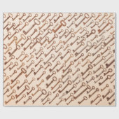 クラフト上の実在ヴィンテージビクトリアン鍵を含むパターン ラッピングペーパー (フラット)