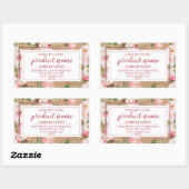 クラフト上の水色の花紙ラベル 長方形シール (シート)