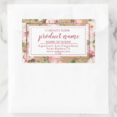 クラフト上の水色の花紙ラベル 長方形シール (バッグ)