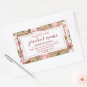 クラフト上の水色の花紙ラベル 長方形シール (封筒)