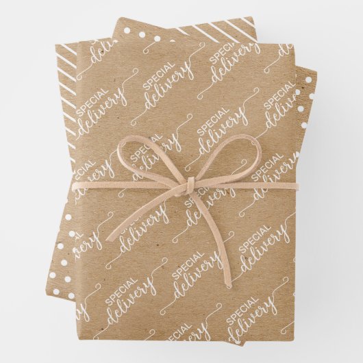 クラフト上の特別なデリバリーワードアーフェイクト ラッピングペーパーシート (インサイチュ)