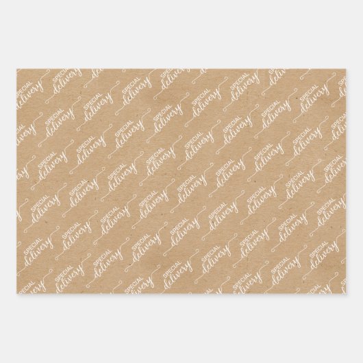 クラフト上の特別なデリバリーワードアーフェイクト ラッピングペーパーシート (正面)