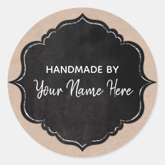 クラフト上の黒板フレーム紙手作り ラウンドシール (正面)