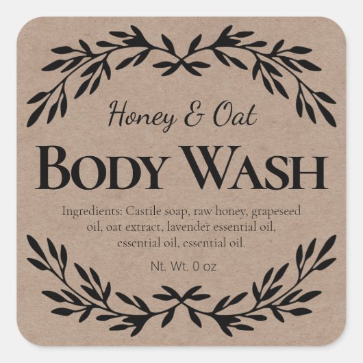 クラフト体ウォッシュラベル スクエアシール (正面)