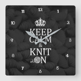 クラフト保ルームのデコとダークの上の落ち着いたニット スクエア壁時計