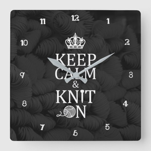 クラフト保ルームのデコとダークの上の落ち着いたニット スクエア壁時計 (正面)