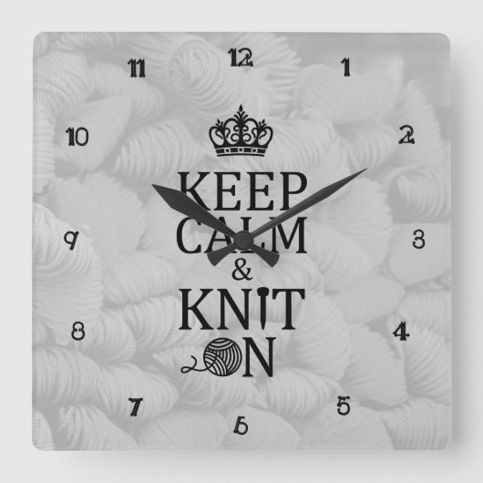 クラフト保ルームのデコールに静かなニット スクエア壁時計 (正面)