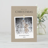 クラフト冬写真雪鹿クリスメリーマス シーズンカード (スタンド正面)