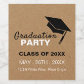 クラフト効果,グラッドキャップ,卒業パーティー ワインラベル (シングルラベル)