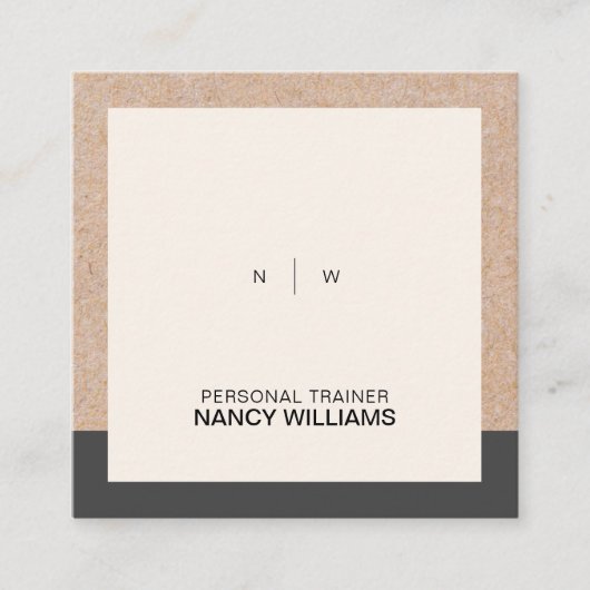 クラフト印刷ミニマリストのクリーンレイアウトモダン スクエア名刺 (正面)