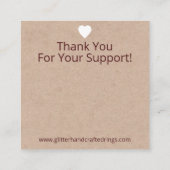 クラフト及びピンクの葉状リングや輪表示包装 スクエア名刺 (裏面)