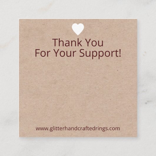 クラフト及びピンクの葉状リングや輪表示包装 スクエア名刺 (裏面)