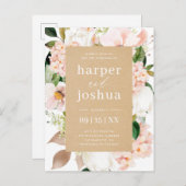 クラフト及び赤面の春の花の結婚式 インビテーションポストカード (正面/裏面)