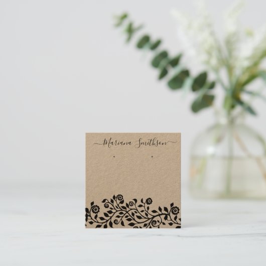 クラフト大素朴ブライダルイヤリング表示カード スクエア名刺 (スタンド正面)