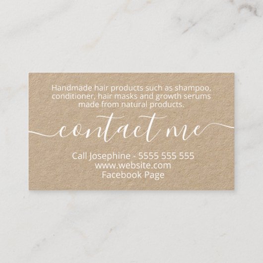 クラフト天然手作りヘアー製品の花 名刺 (裏面)