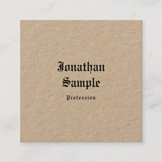 クラフト実在紙クラシックノスタルジーヴィンテージテンプレート スクエア名刺 (正面)