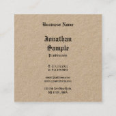 クラフト実在紙クラシックノスタルジーヴィンテージテンプレート スクエア名刺 (裏面)